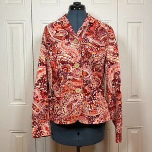 Coldwater Creek Paisley Cotton Jacket Sz 12